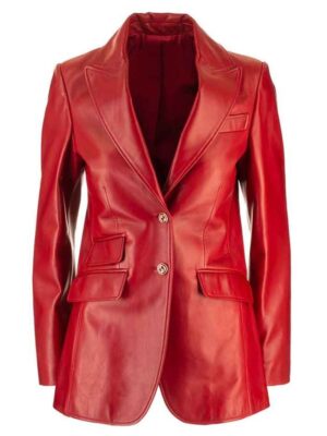 Dynasty S04 Fallon Carrington Red Leather Blazer