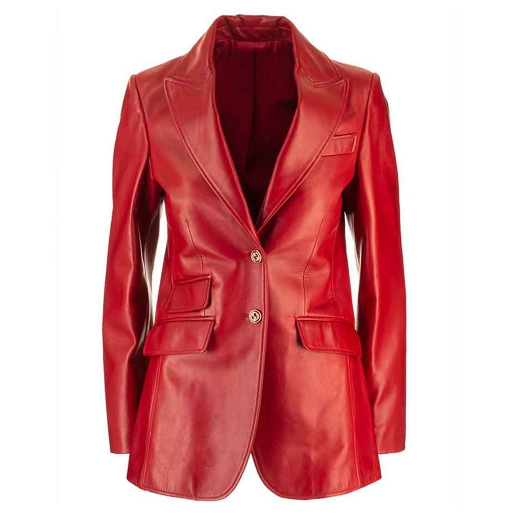 Dynasty S04 Fallon Carrington Red Leather Blazer