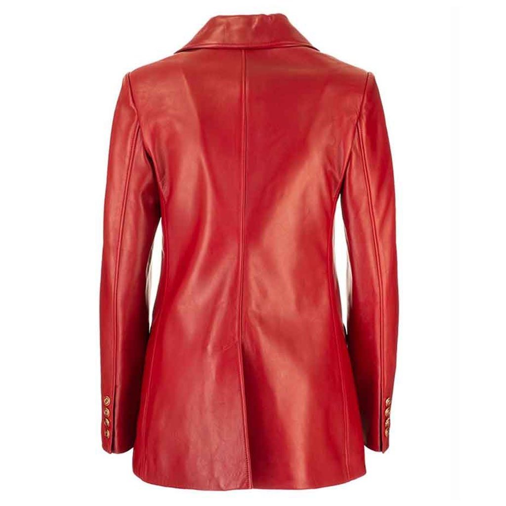 Dynasty S04 Fallon Carrington Red Leather Blazer - Image 2
