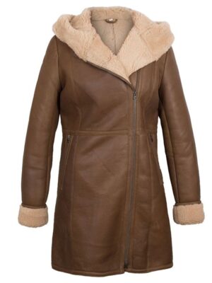 Halyna Ladies Luxury Cognac Sheepskin Coat