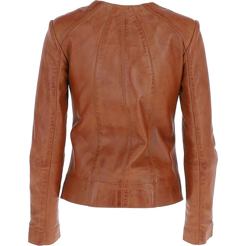 Leather Jacket Tan Aliona - Image 2