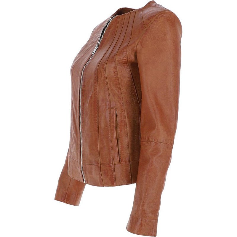 Leather Jacket Tan Aliona - Image 3
