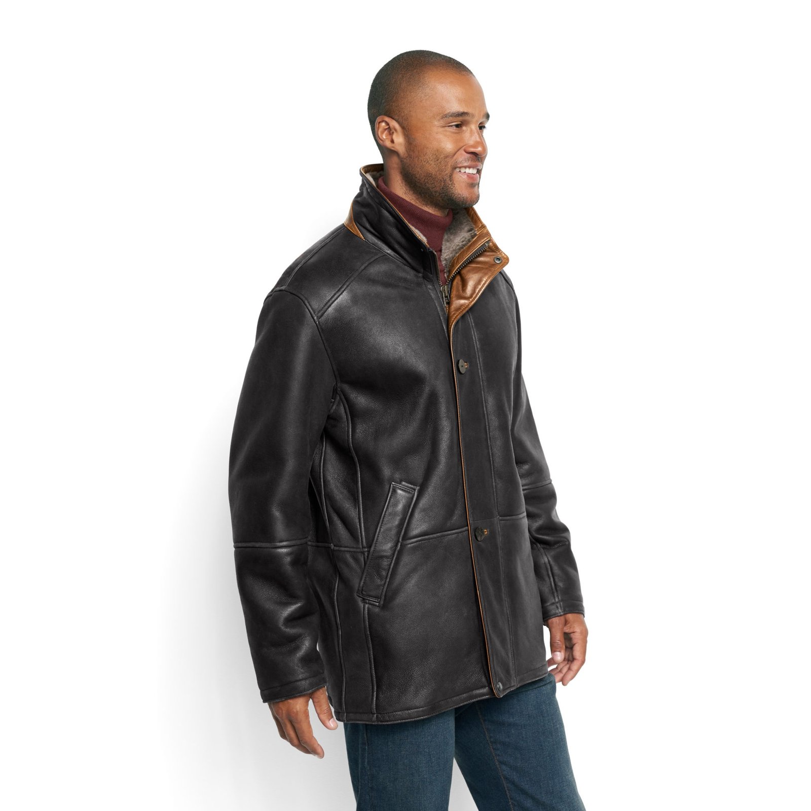 World's Black Finest Shearling Coat - Image 3