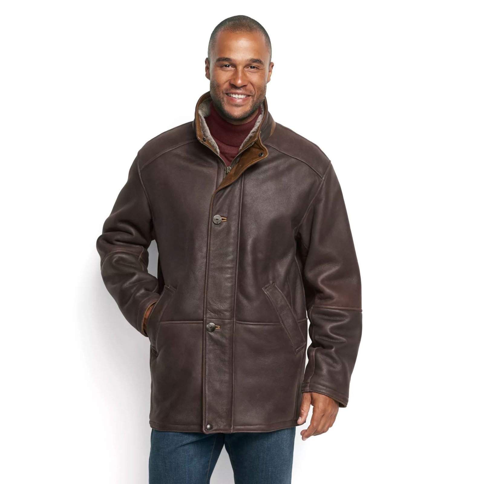 World's Brown Finest Shearling Coat - Image 2