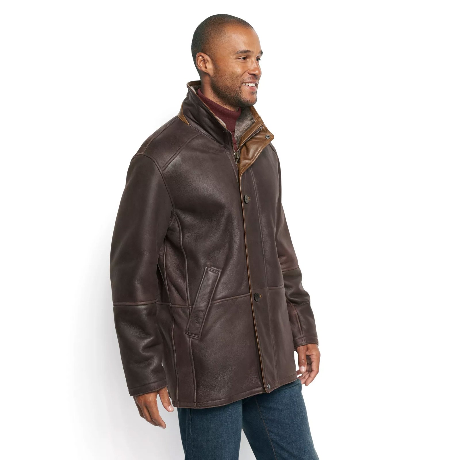 World's Brown Finest Shearling Coat - Image 3