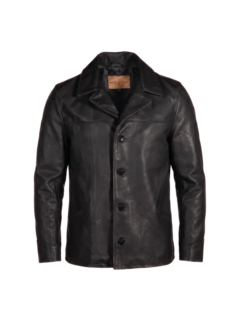 Noir Cowhide Hip-Length Car Coat