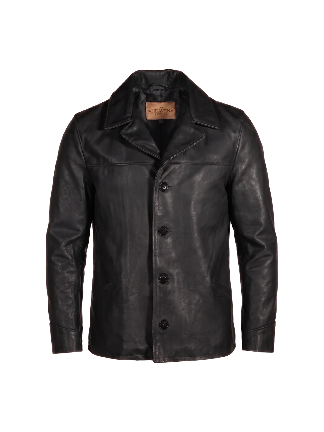 Noir Cowhide Hip-Length Car Coat