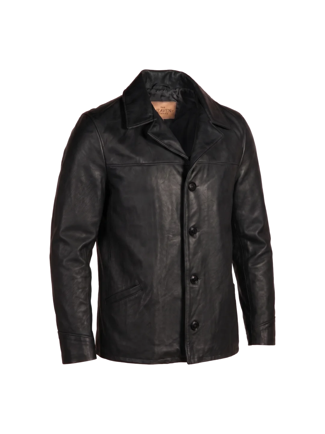 Noir Cowhide Hip-Length Car Coat