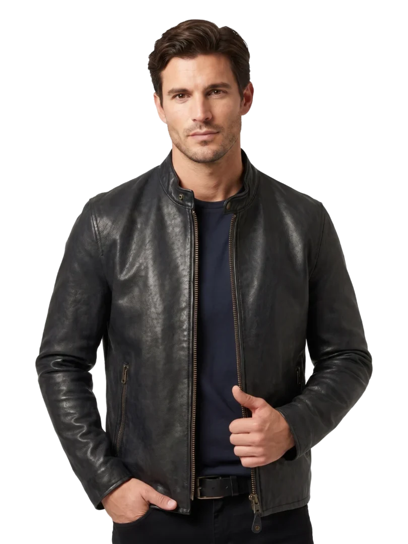 Noir Vegetable-Tanned Lambskin Café Racer
