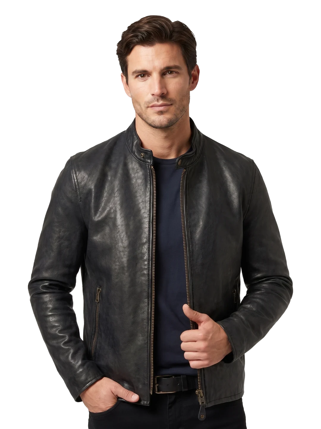 Noir Vegetable-Tanned Lambskin Café Racer