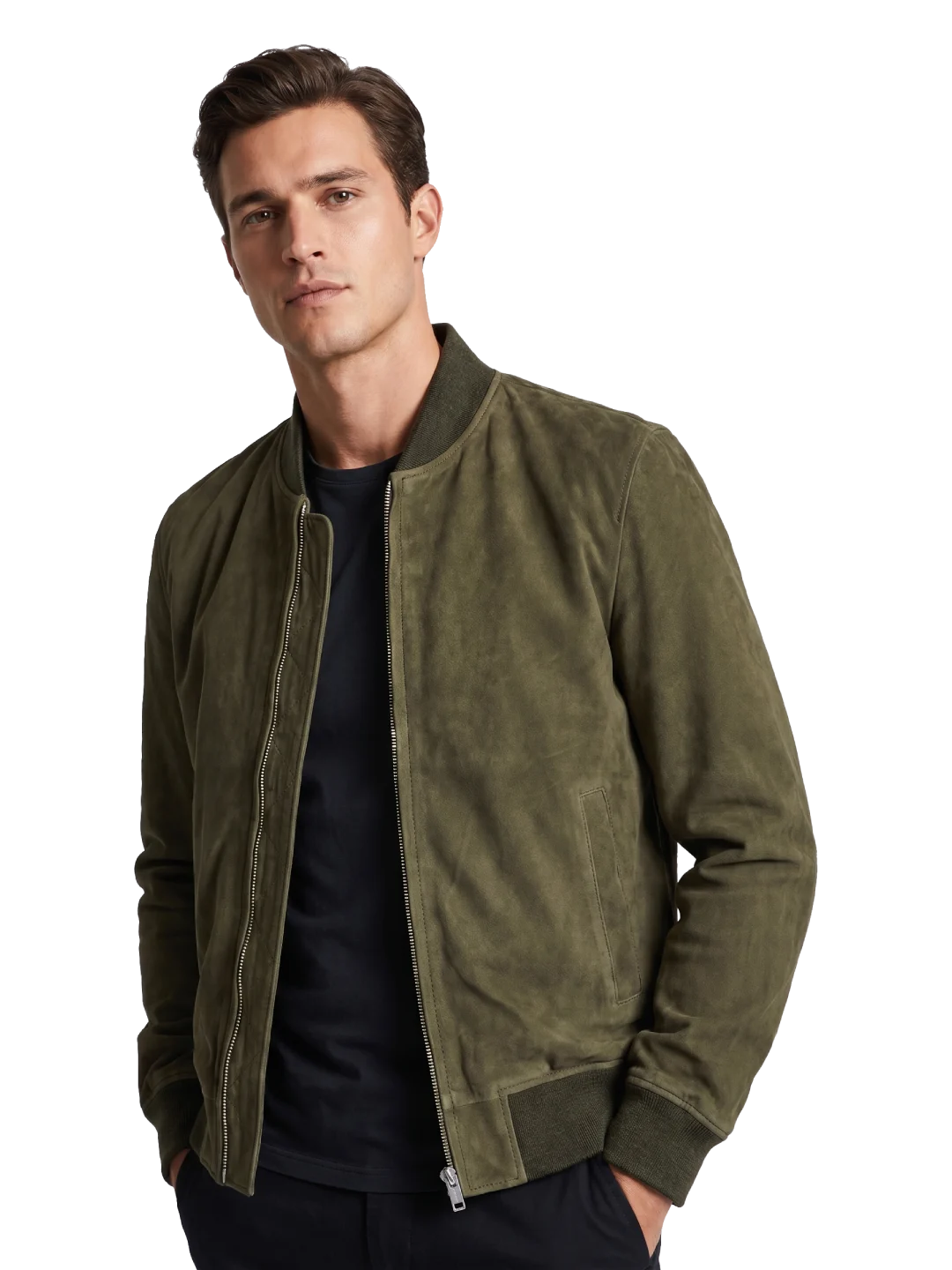 Rugged Trail Suede Goatskin Bomber Jacket