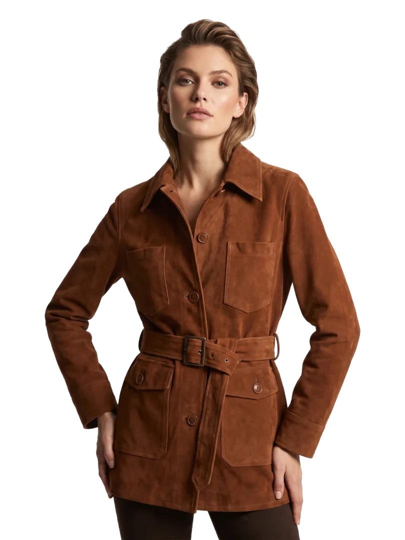 Savanna Belted Suede Safari Jacket (Women's)