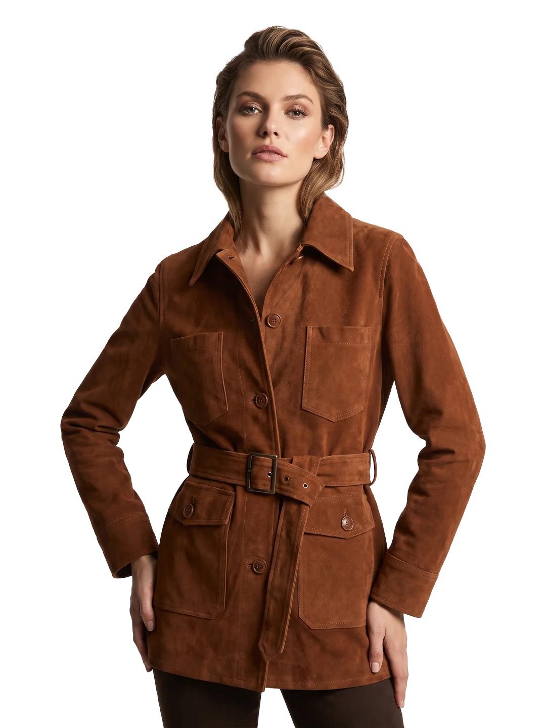 Savanna Belted Suede Safari Jacket (Women's)