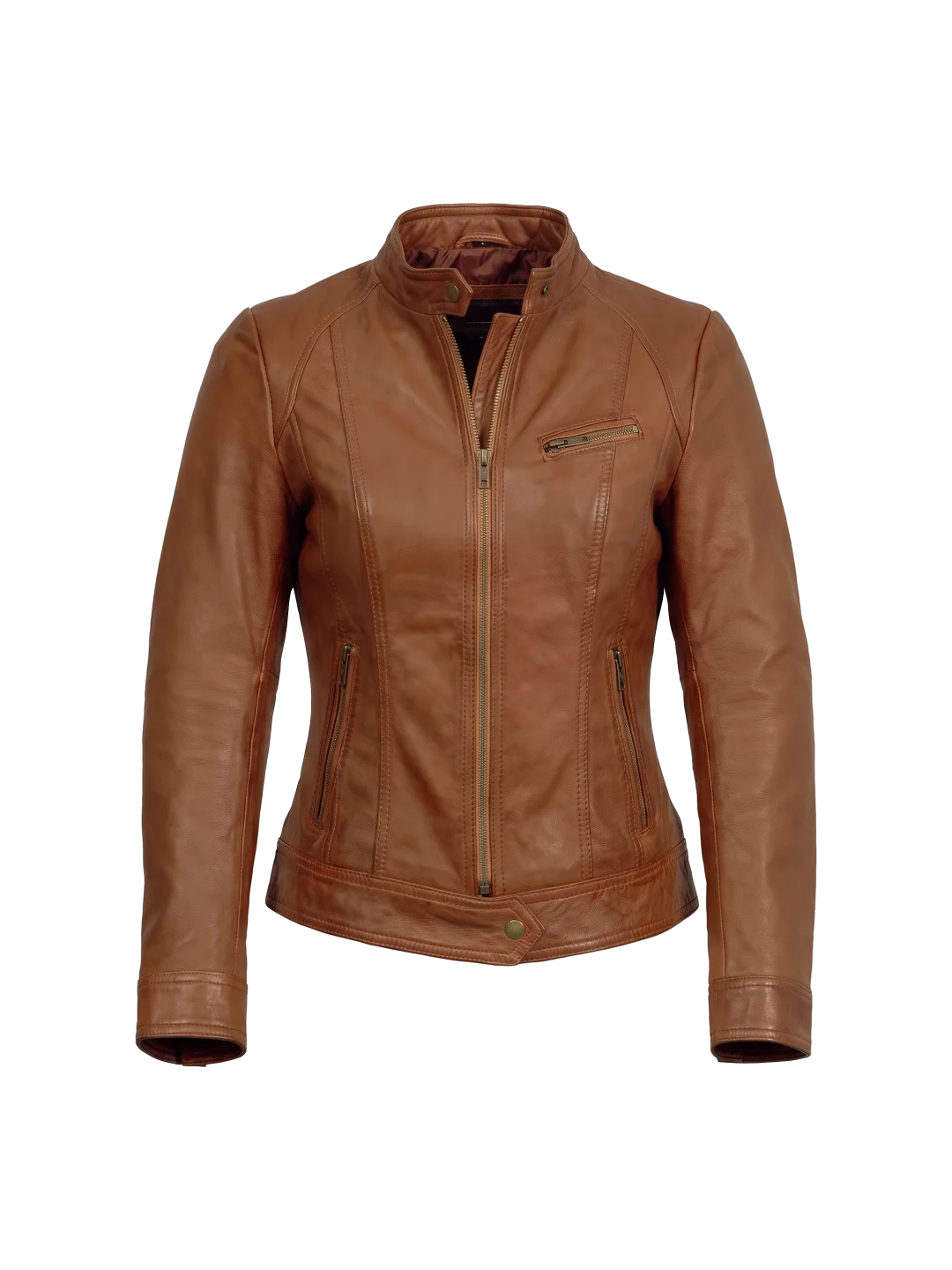 Whiskey Tan Sheepskin Moto Jacket (Women's)