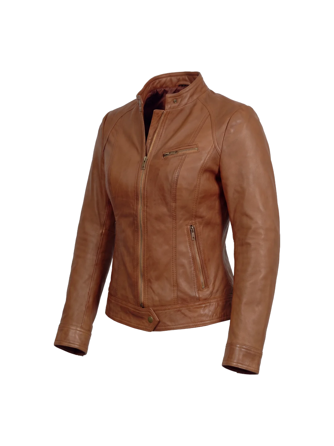 Whiskey Tan Sheepskin Moto Jacket (Women's)