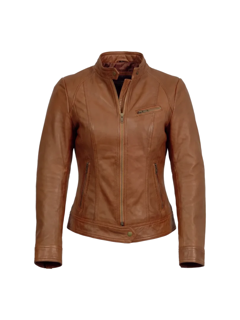 Whiskey Tan Sheepskin Moto Jacket (Women's)