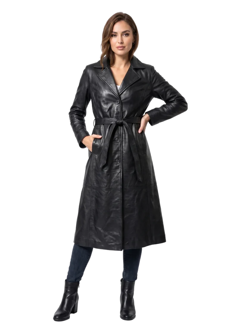 Nightfall Sheepskin Leather Trench Coat (Women's)