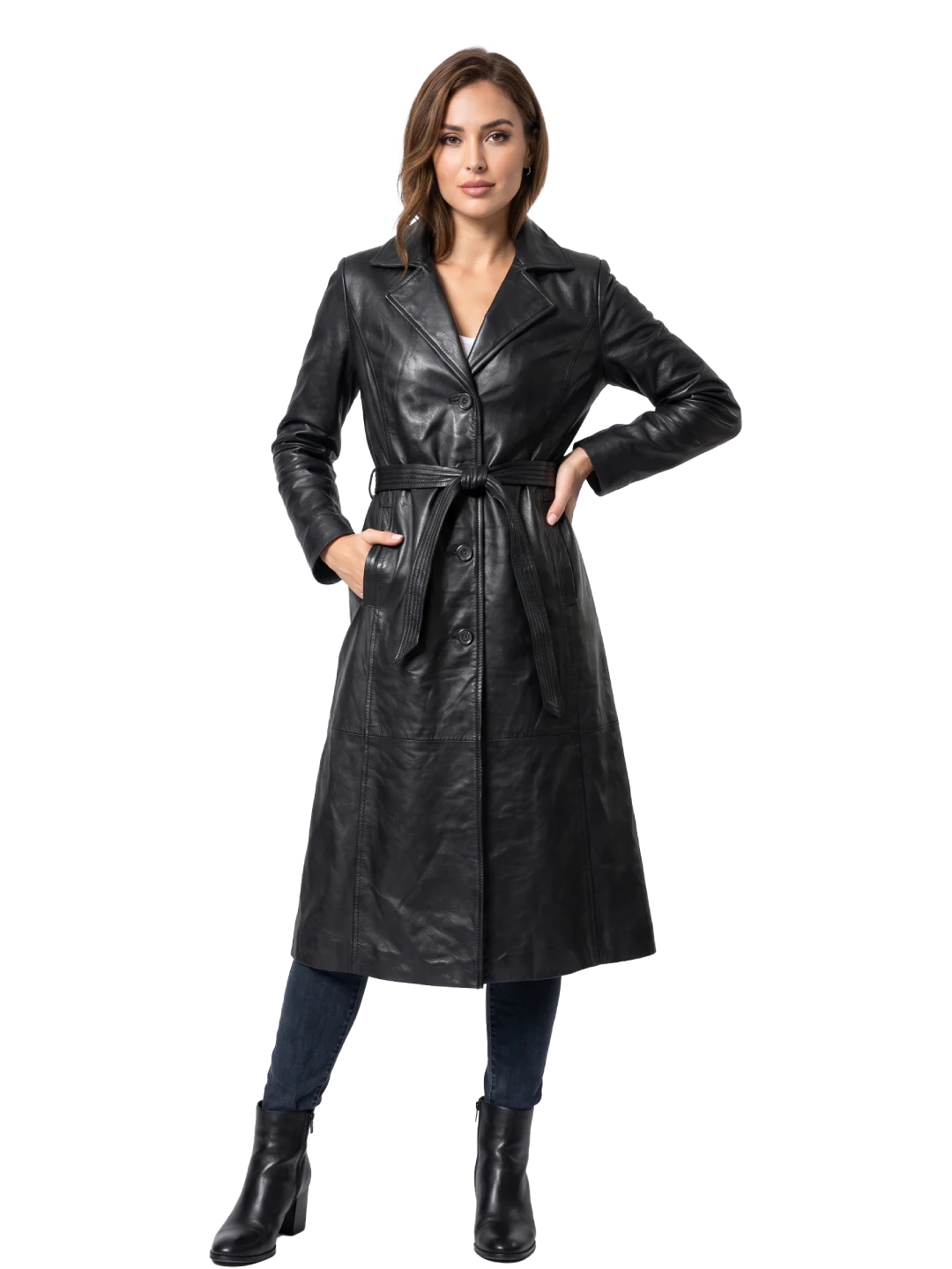 Nightfall Sheepskin Leather Trench Coat (Women's)
