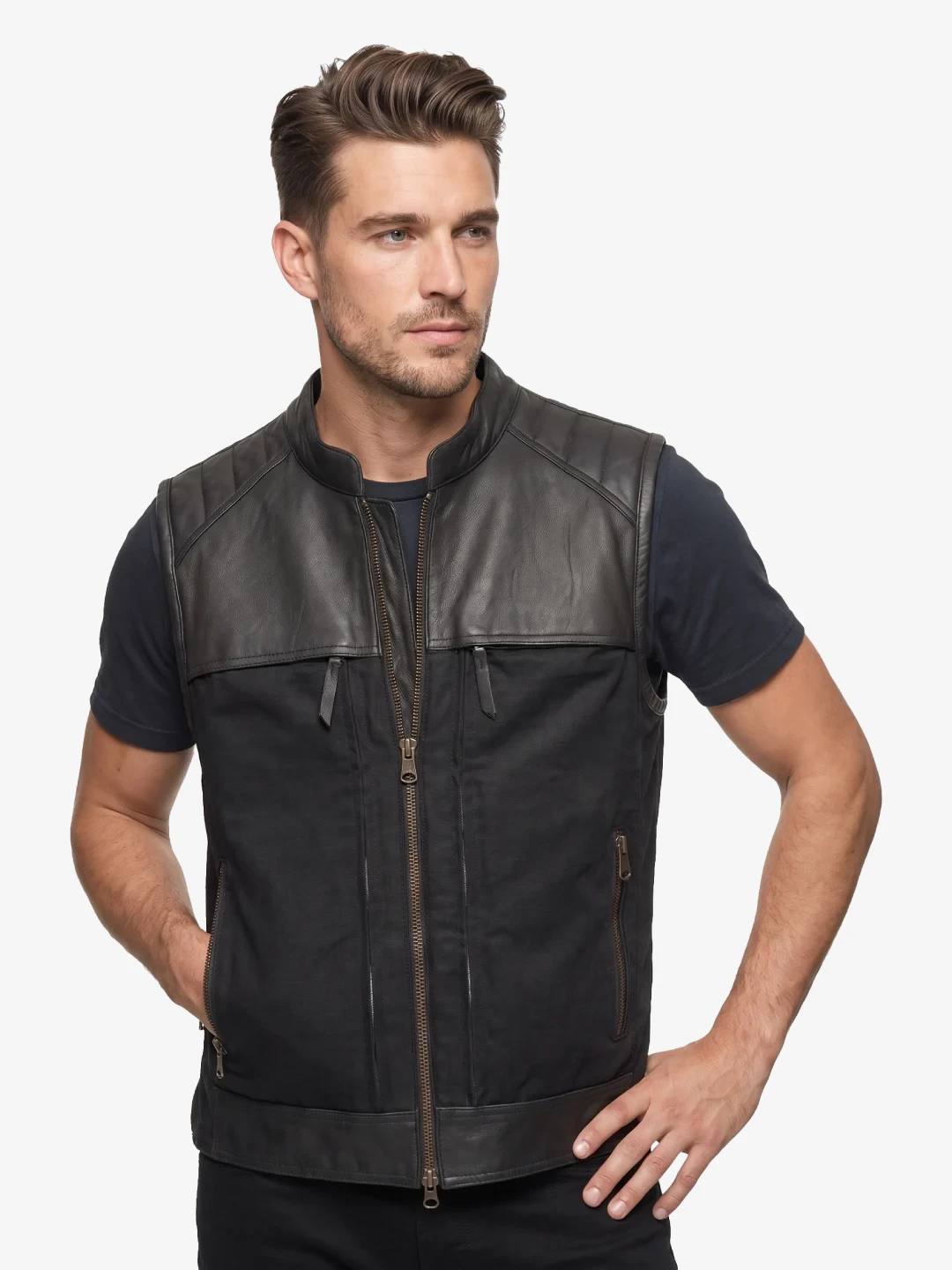 Outlaw Modular Leather-Canvas Riding Vest