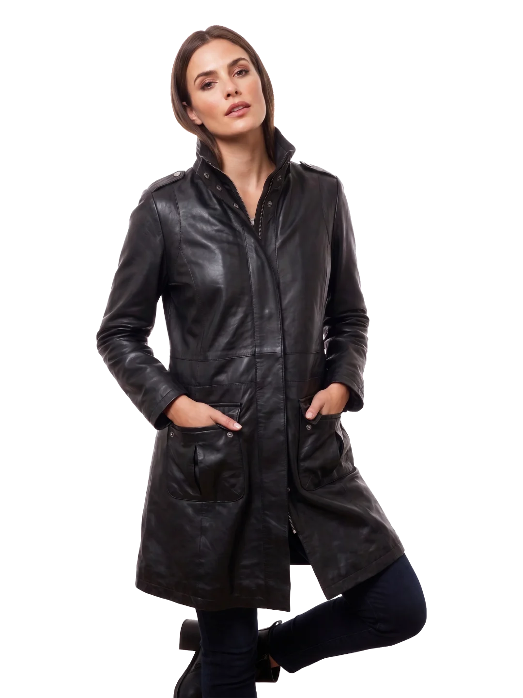 Raven Sheepskin Leather Coat (Women's)