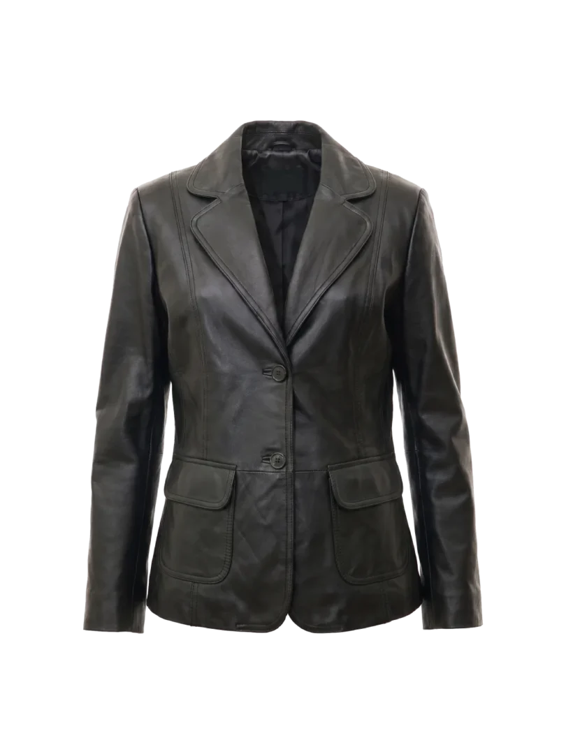 Vera Nappa Leather Two-Button Blazer (Women's)