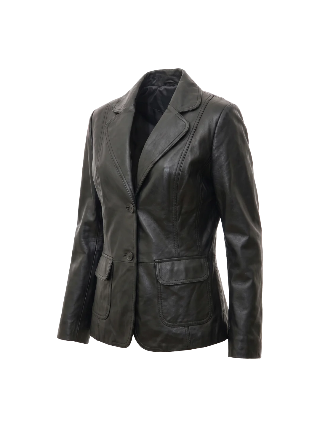 Vera Sheepskin Leather Black Blazer (Women's)