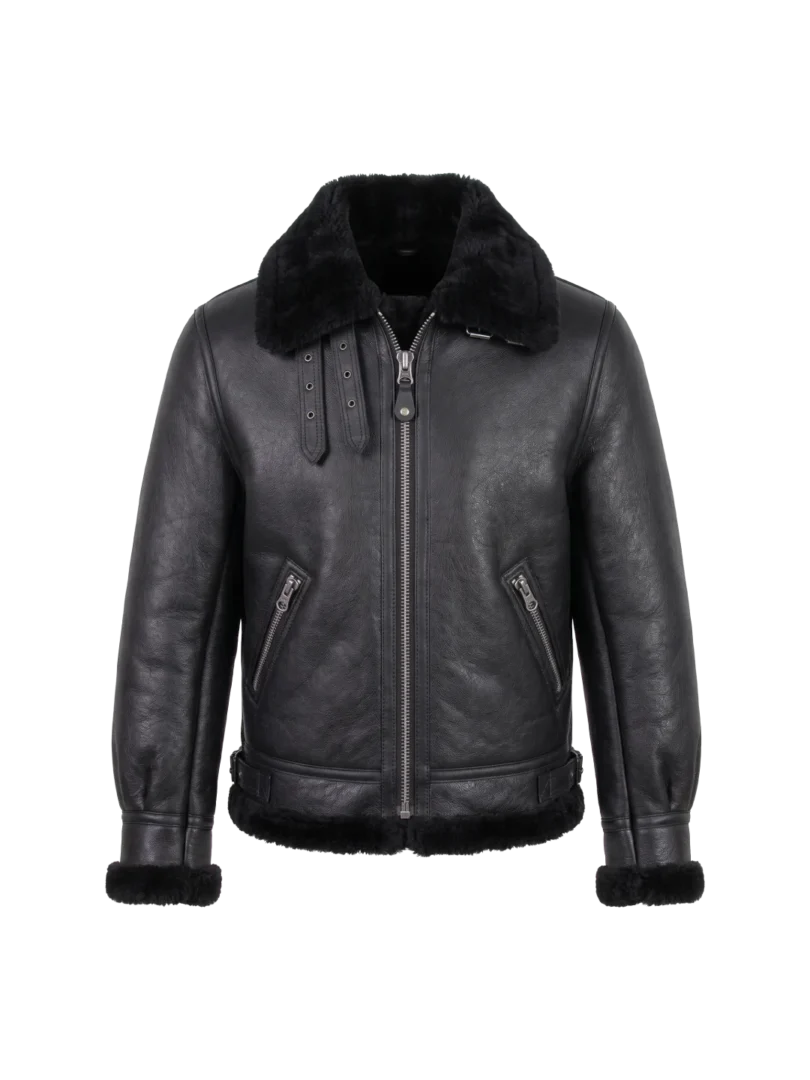 Arctic Flight B-3 Black Shearling Bomber Jacket