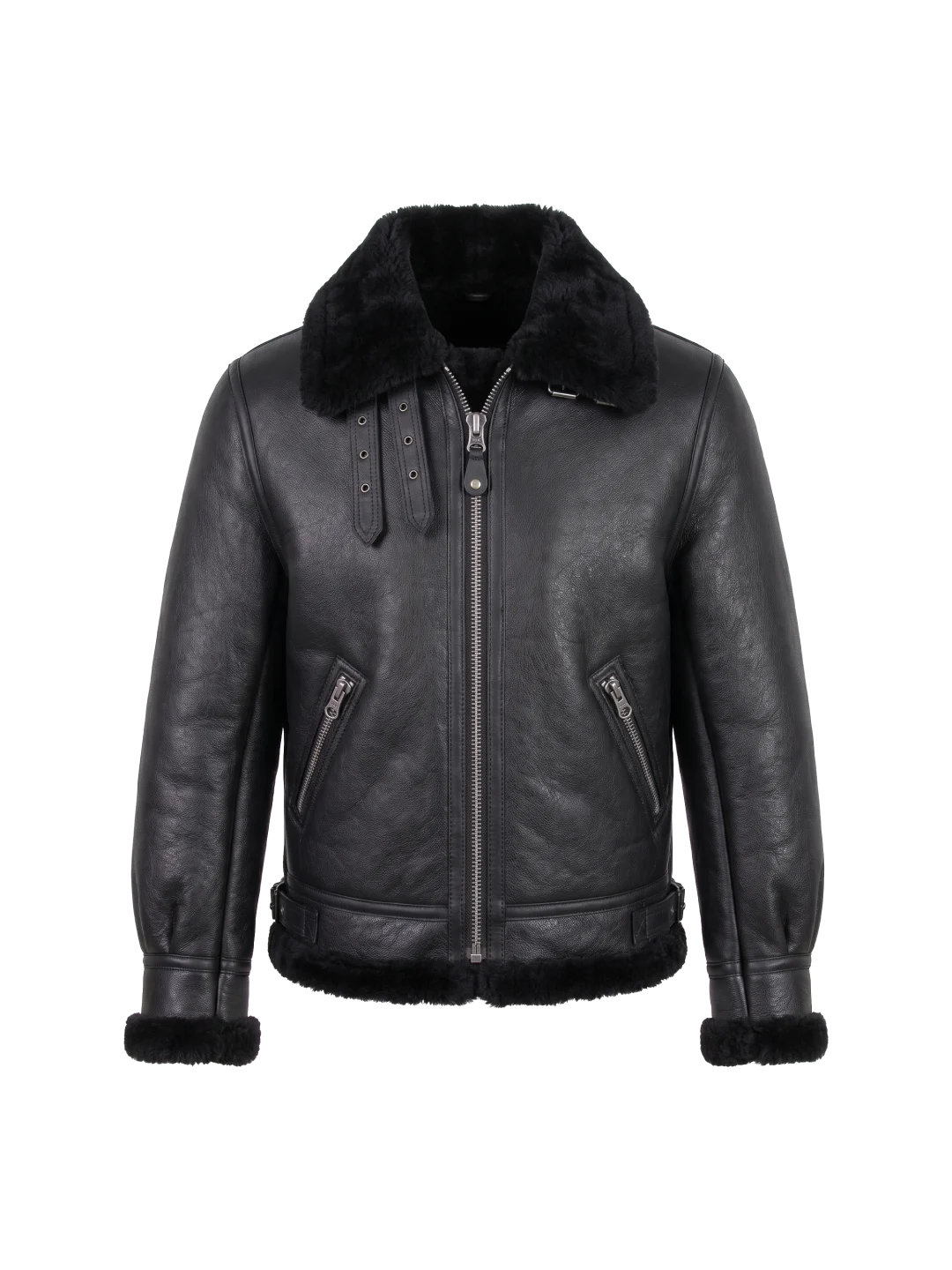 Arctic Flight B-3 Black Shearling Bomber Jacket