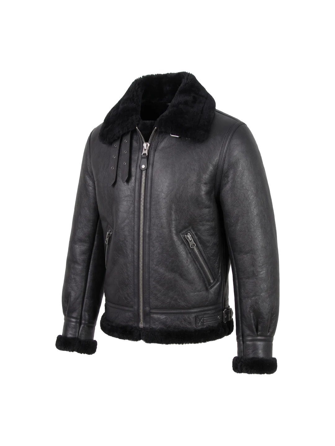 Arctic Flight B-3 Black Shearling Bomber Jacket