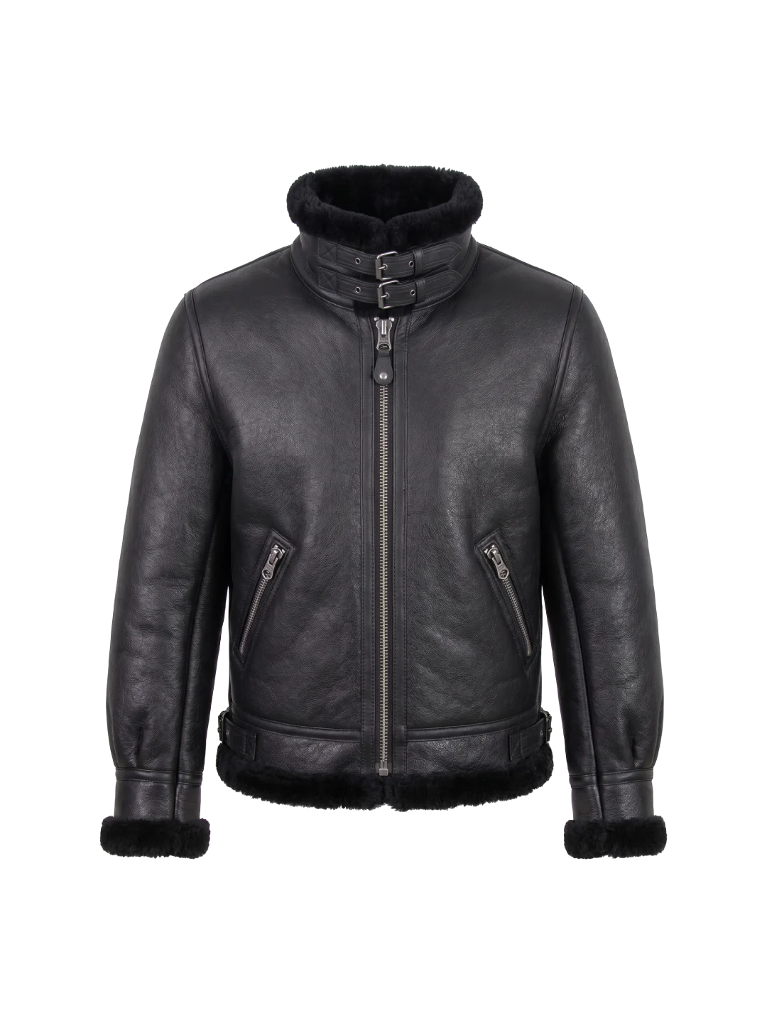 Arctic Flight B-3 Black Shearling Bomber Jacket