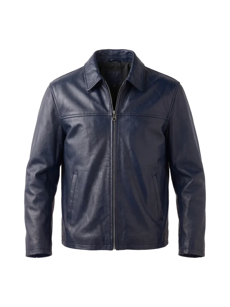 Ashford Classic Navy Blue Leather Jacket