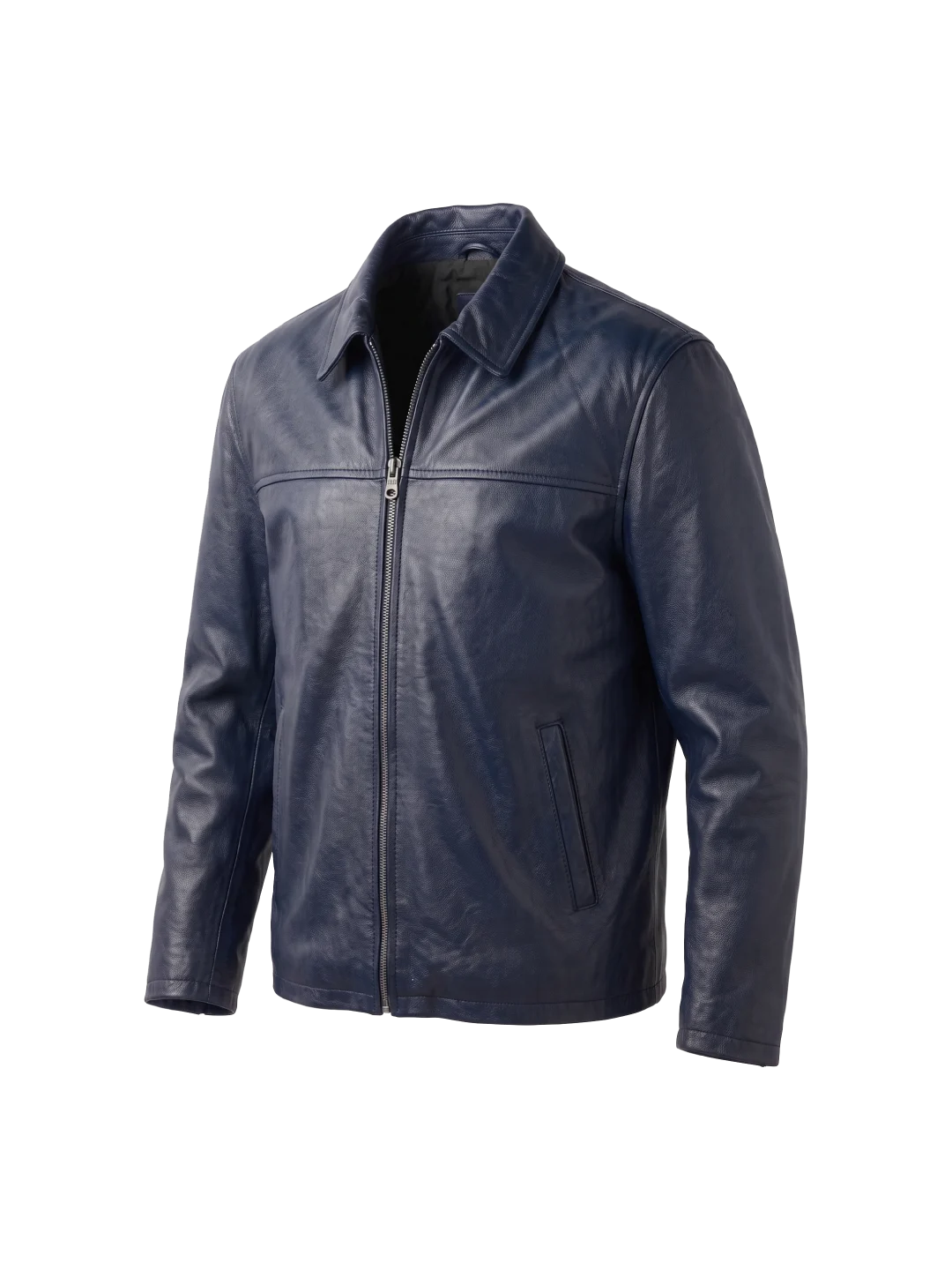 Ashford Classic Navy Blue Leather Jacket