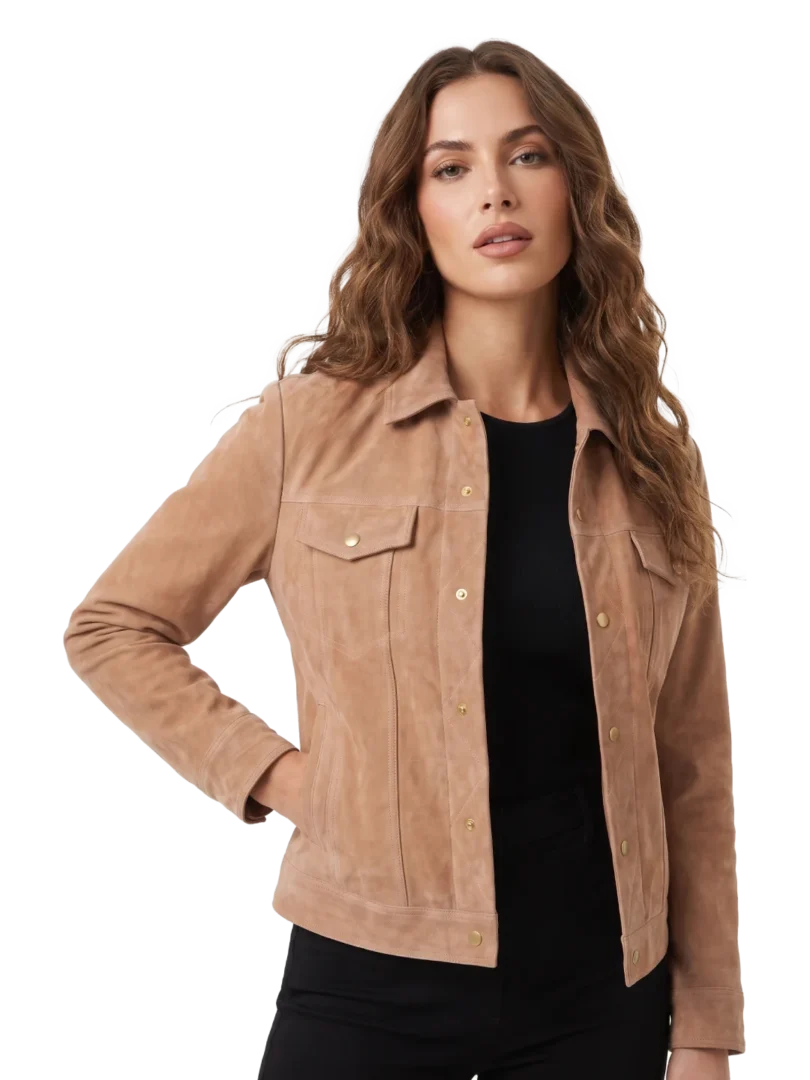 Aspen Goatskin Suede Trucker Jacket (Women’s)