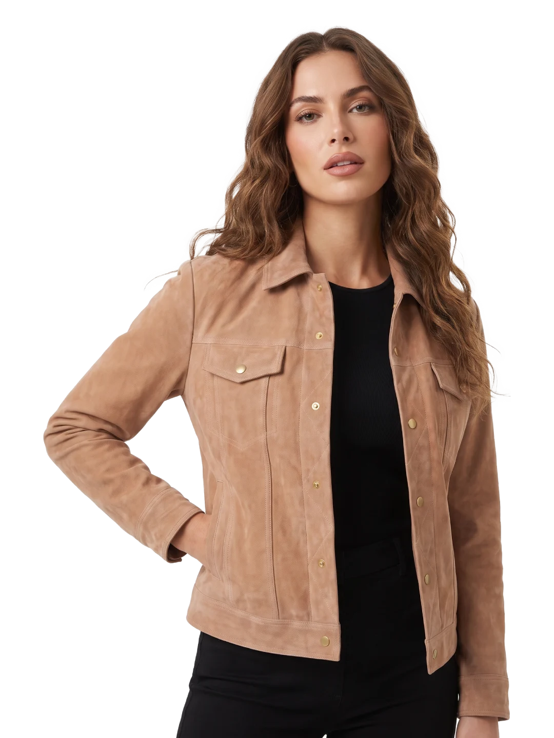 Aspen Goatskin Suede Trucker Jacket (Women’s)
