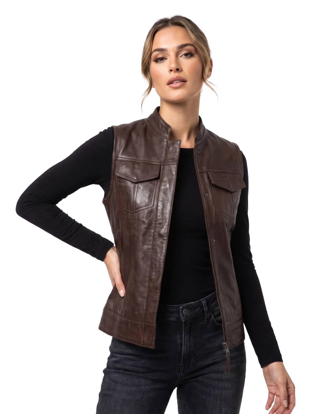 Cordova Sheepskin Leather Moto Vest (Women’s)