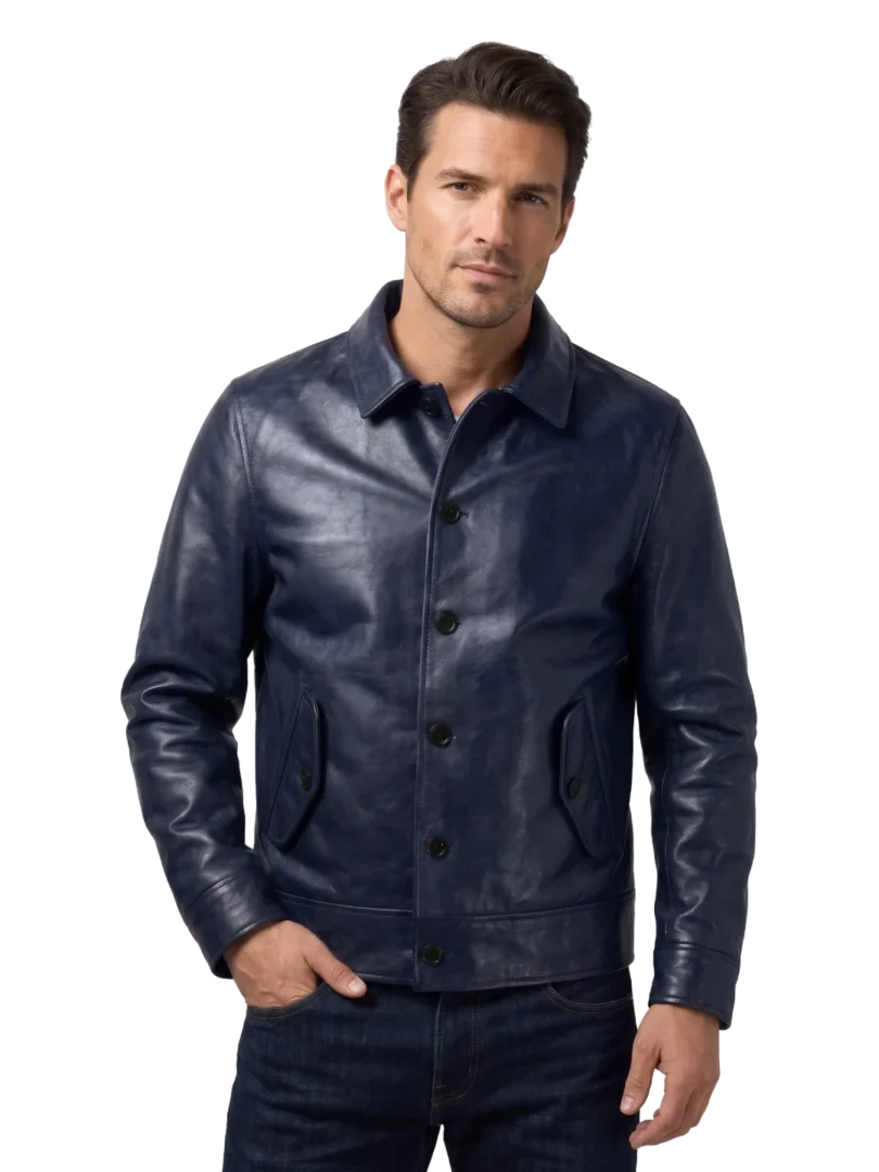Harlan Vintage Cowhide Navy Blue Field Jacket