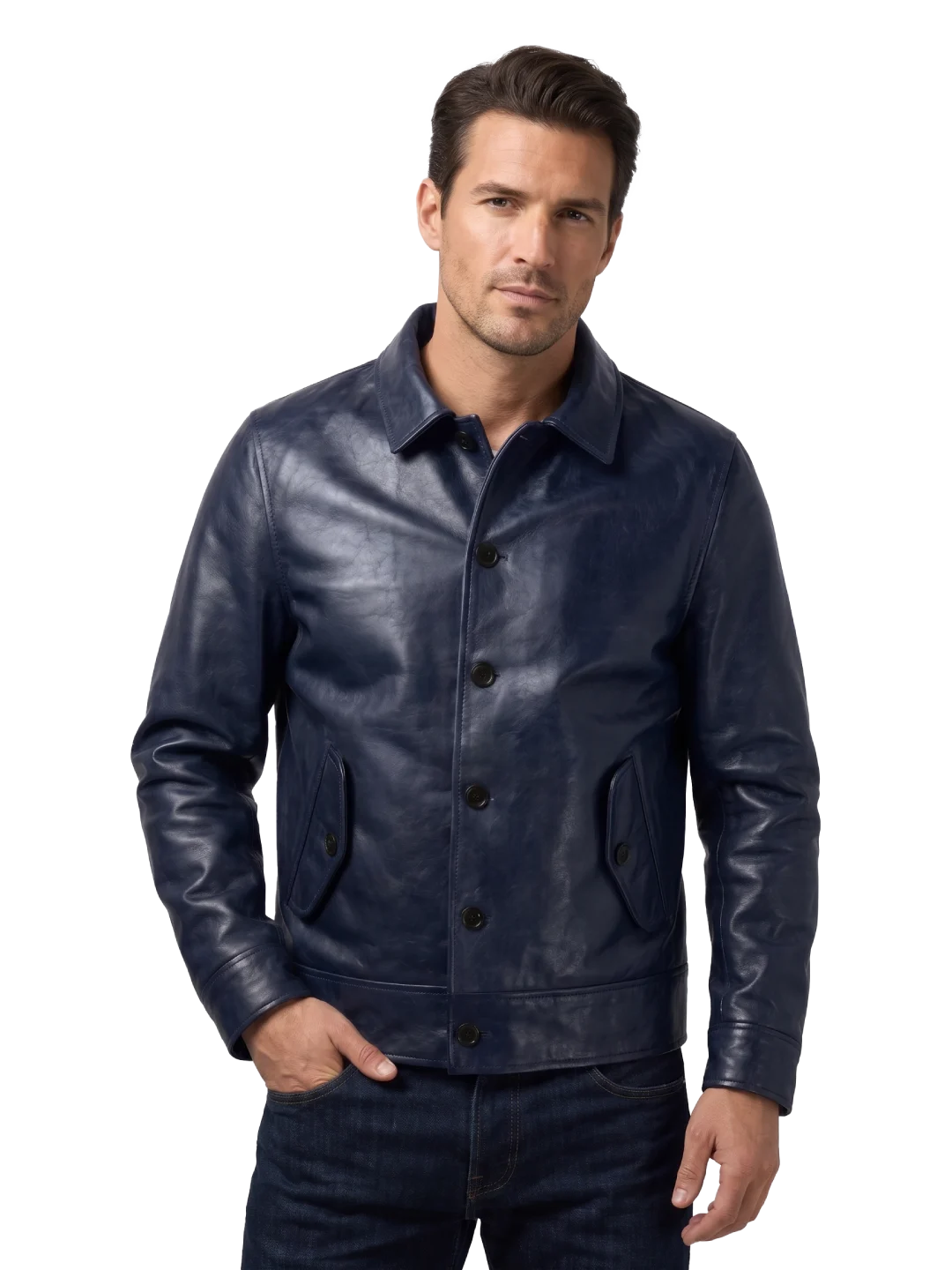 Harlan Vintage Cowhide Navy Blue Field Jacket