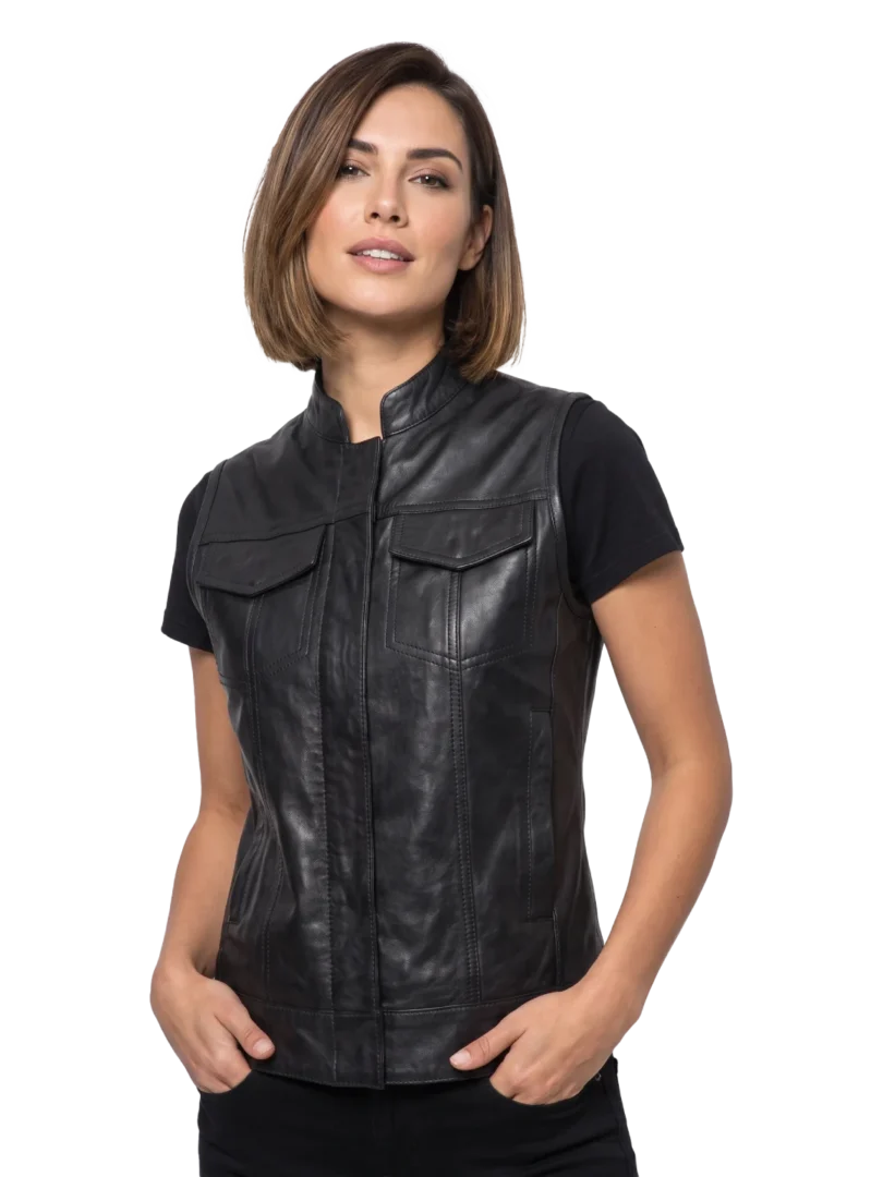 Marlowe Sheepskin Leather Moto Vest (Women’s)