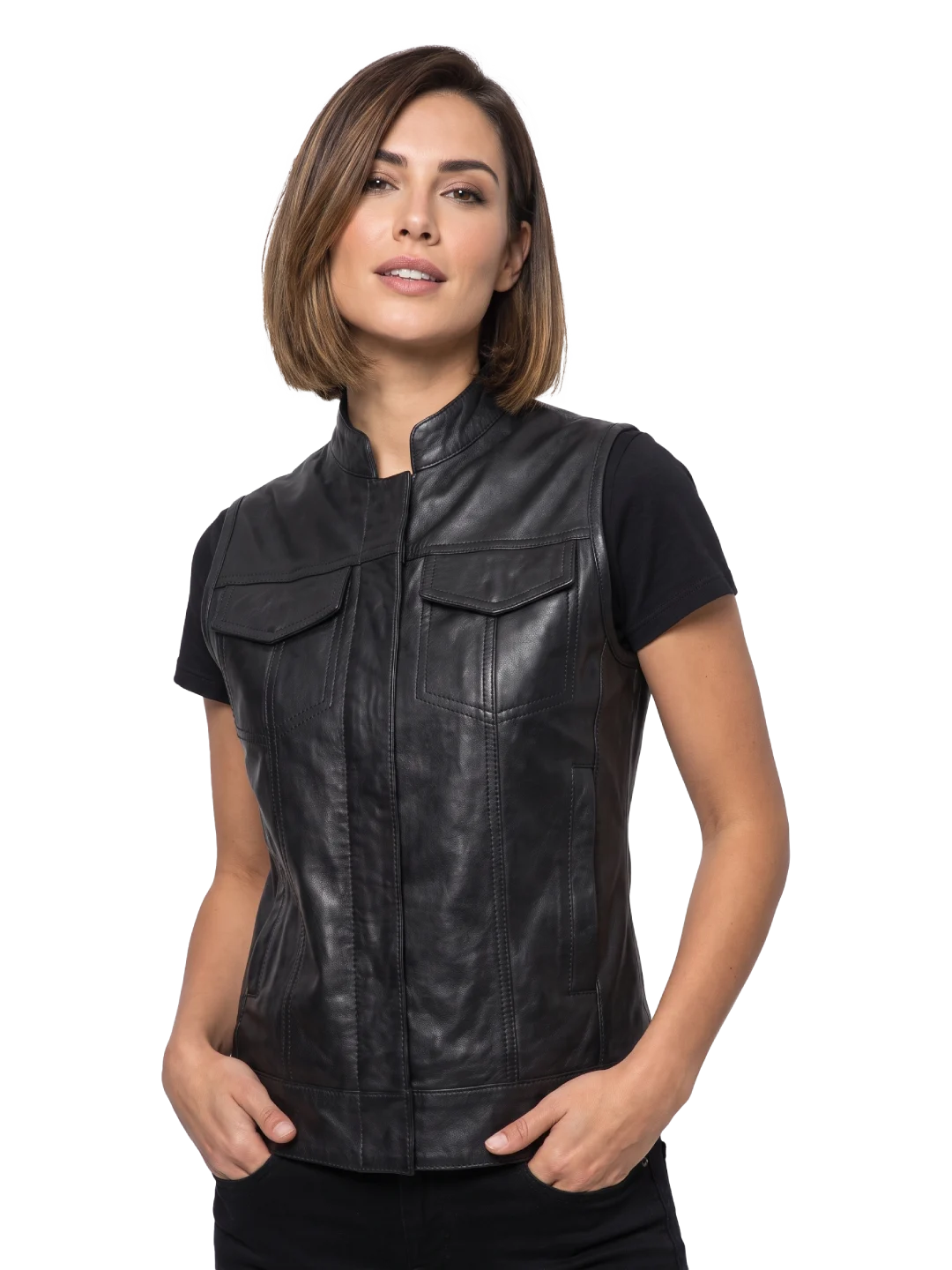 Marlowe Sheepskin Leather Moto Vest (Women’s)
