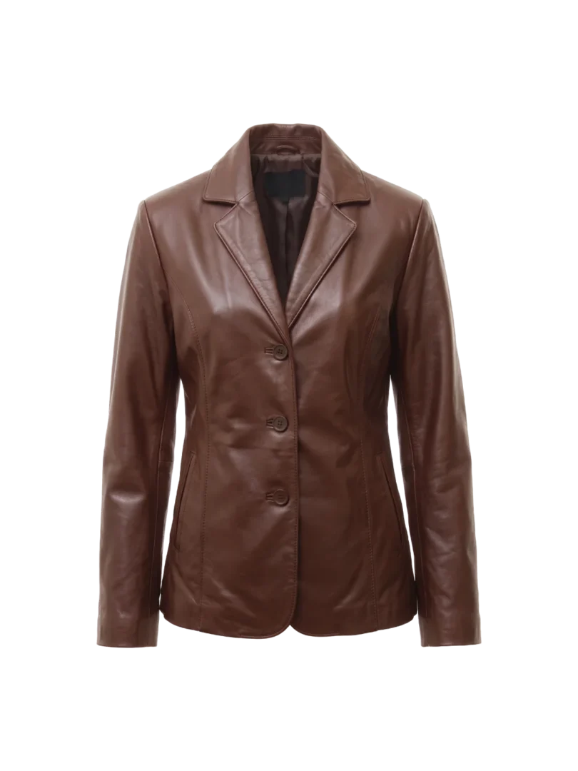 Onyx Sheepskin Leather Brown Blazer (Women’s)