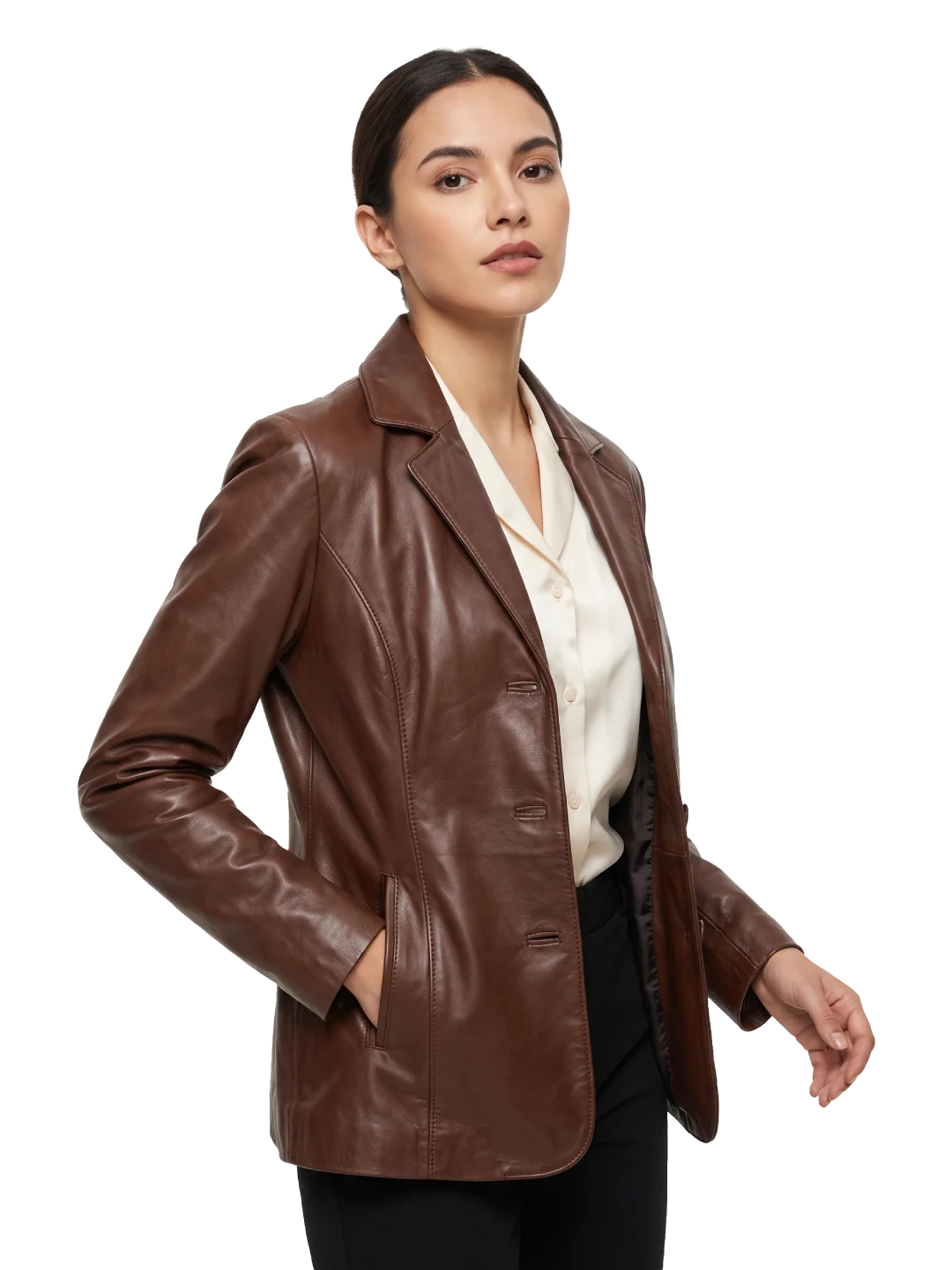 Onyx Sheepskin Leather Brown Blazer (Women’s)