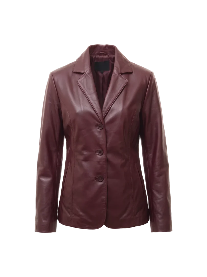 Onyx Sheepskin Leather Burgundy Blazer (Women’s)