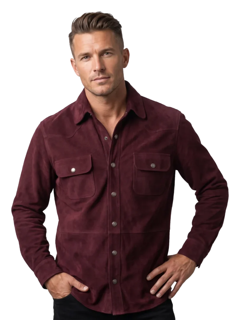 Ridgeline Western Suede Burgundy Shirt Jacket