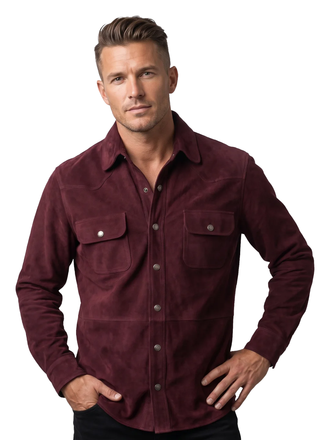 Ridgeline Western Suede Burgundy Shirt Jacket