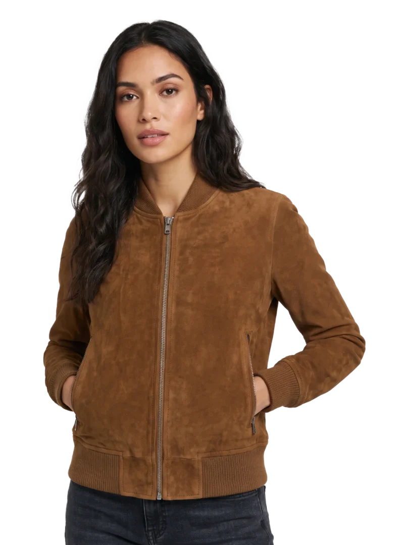 Sahara Goatskin Suede Bomber Jacket (Women’s)