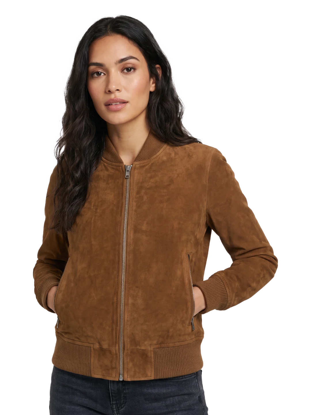 Sahara Goatskin Suede Bomber Jacket (Women’s)