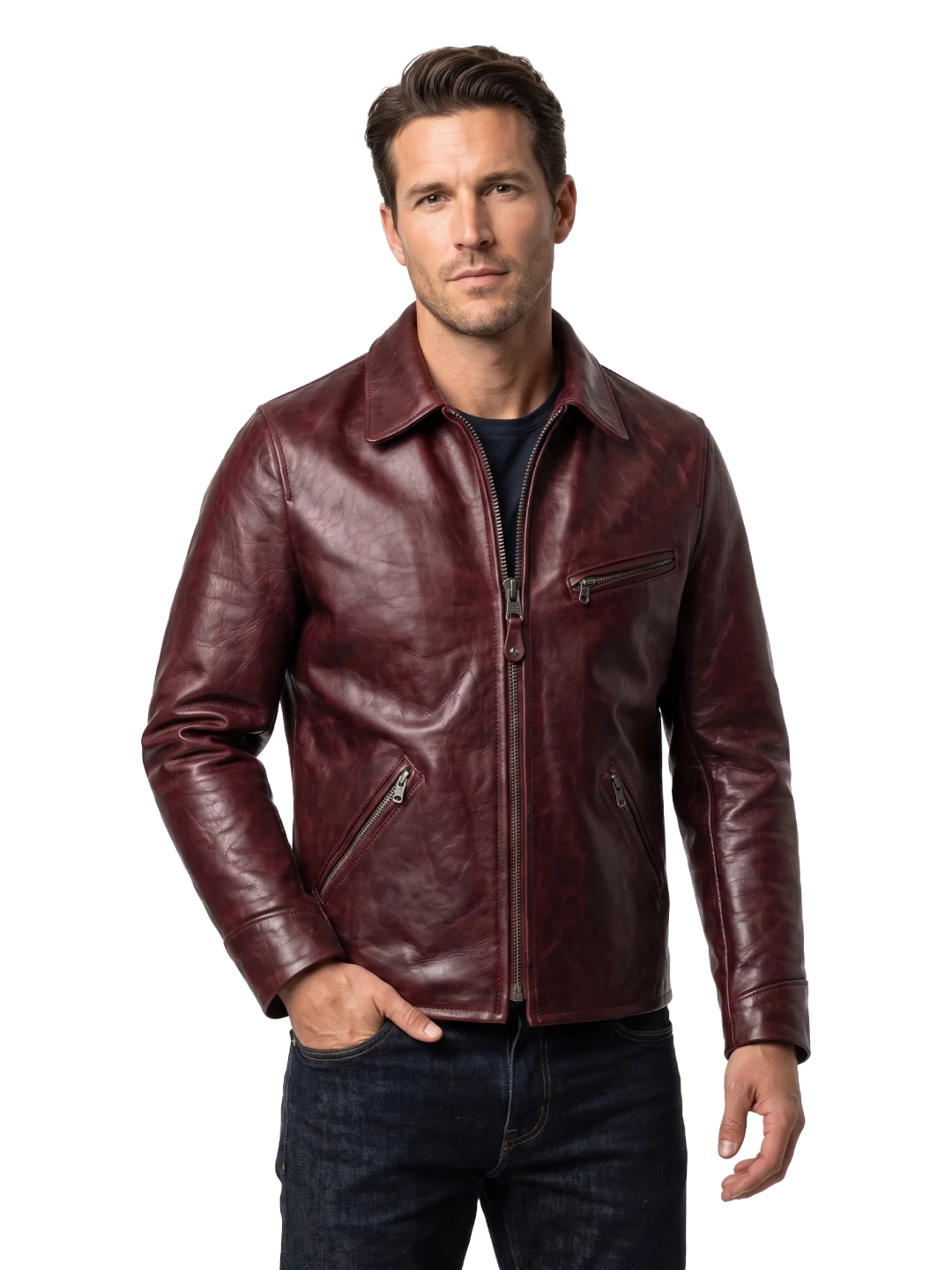 Sundance Vintage Cowhide Burgundy Rider Jacket