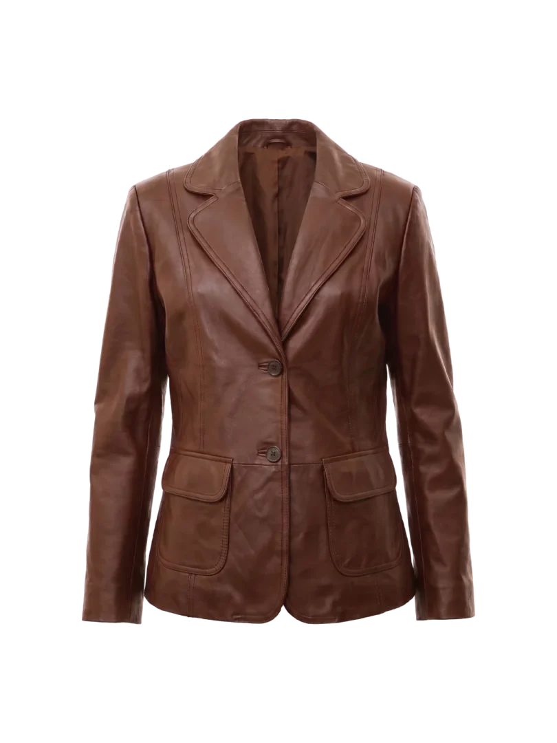Vera Sheepskin Leather Brown Blazer (Women’s)
